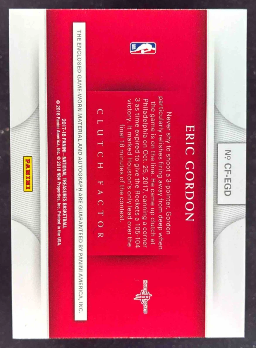 2017 Panini National Treasures Clutch Factor Bronze #CF-EGD Eric Gordon Auto /25 - Image 2