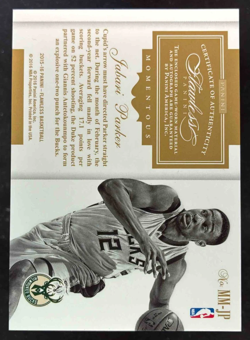 2015 Flawless Momentous Memorabilia #MM-JP Jabari Parker Auto /25 - Image 2