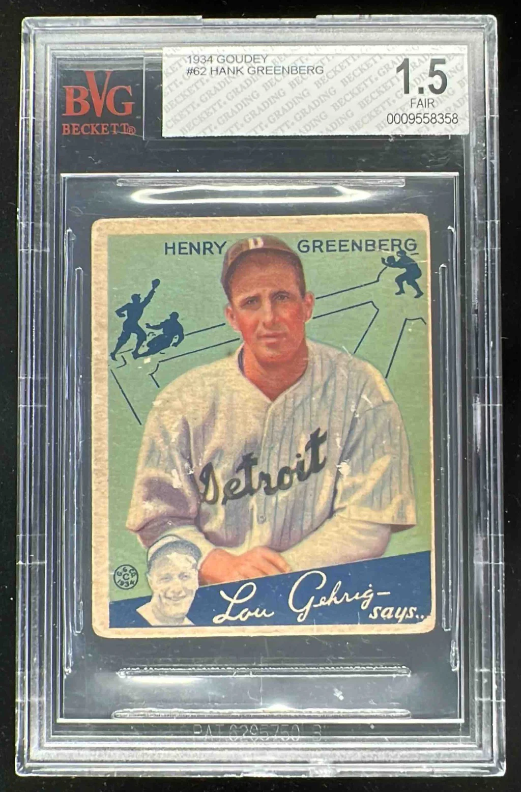 1934 Goudey #62 Hank Greenberg RC BGS 1.5