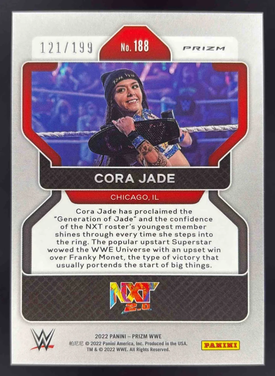 2022 Panini Prizm WWE Blue #188 Cora Jade RC /199 - Image 2