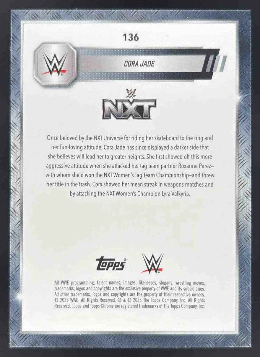 2025 Topps Chrome WWE Green Refractors #136 Cora Jade /99 - Image 2