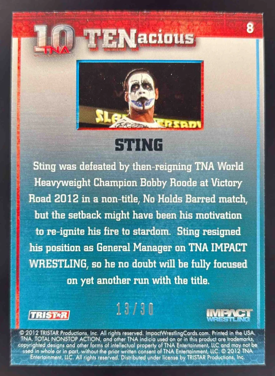 2012 TRISTAR TNA Impact TENacious #8 Sting - Image 2