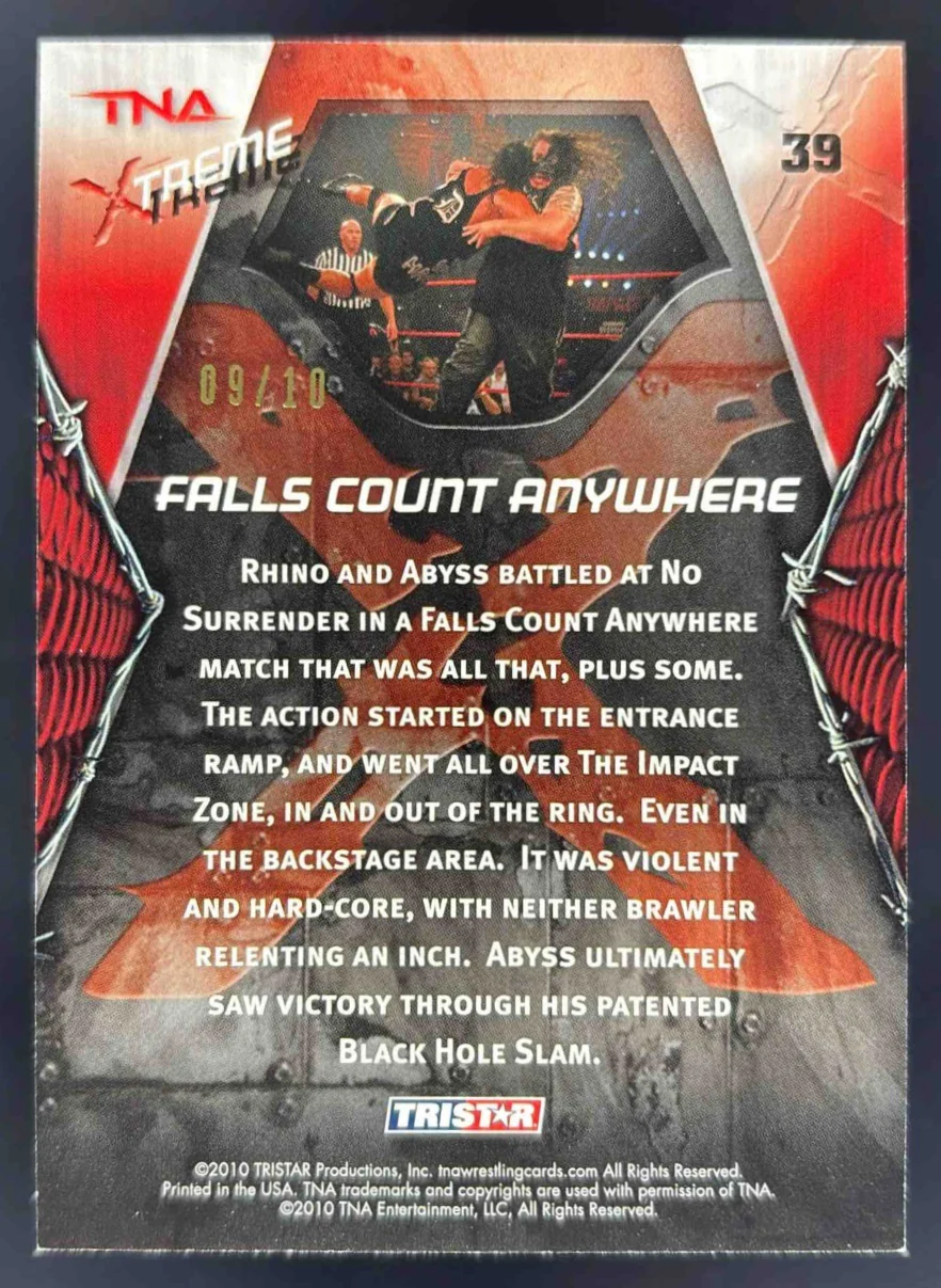 2010 TriStar TNA Xtreme Gold #39 Falls Count Anywhere /10 - Image 2