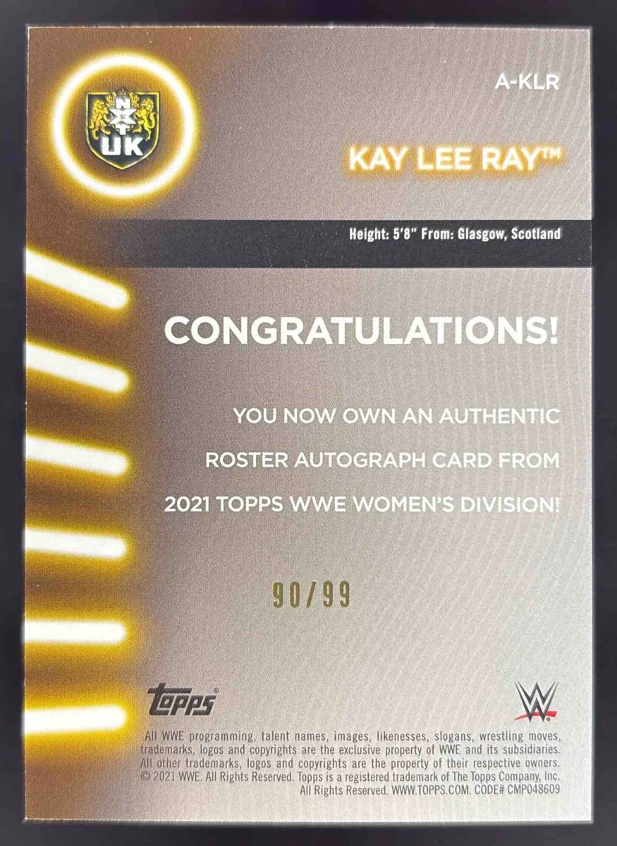 2021 Topps WWE Women's Division Autographs Purple #A-KLR Kay Lee Ray Auto /99 - Image 2
