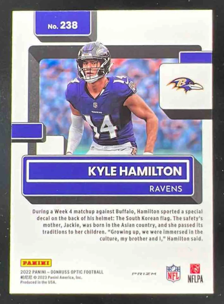2022 Panini Donruss Optic Red Hyper #238 Kyle Hamilton RC Rated Rookie - Image 2
