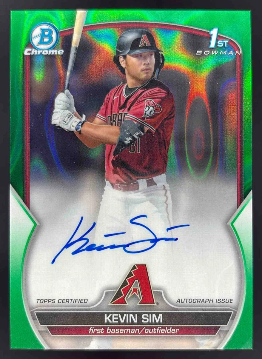 2023 Bowman Draft Chrome Green Lava Refractor #CDA-KS Kevin Sim RC Auto /99