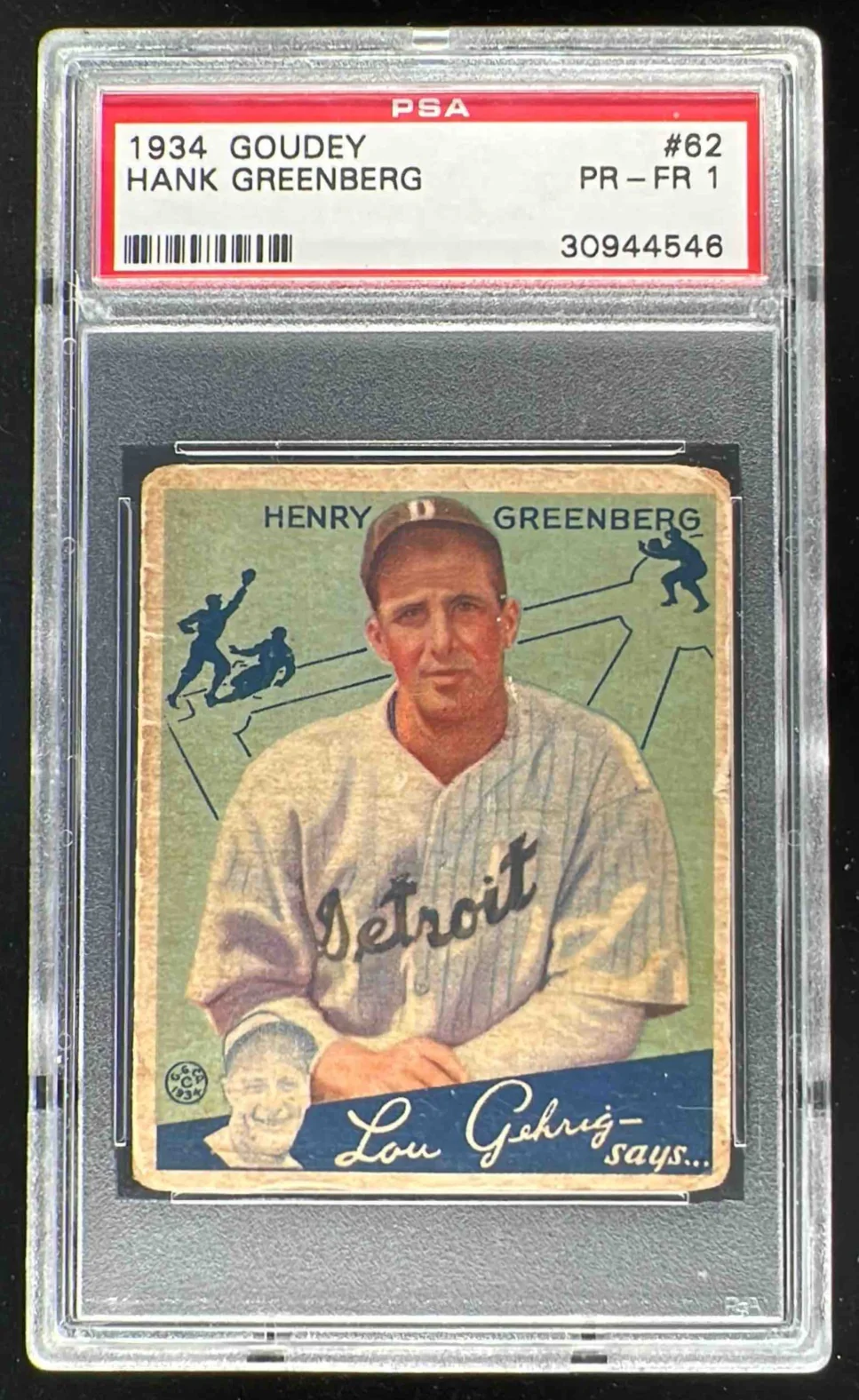 1934 Goudey #62 Hank Greenberg RC PSA 1