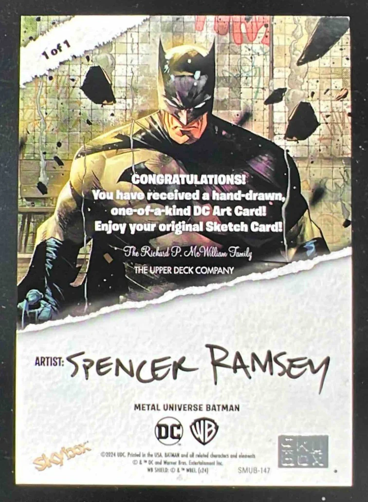 2025 Skybox Metal Universe Batman Sketch Cards #NNO Spencer Ramsey 1/1 - Image 2