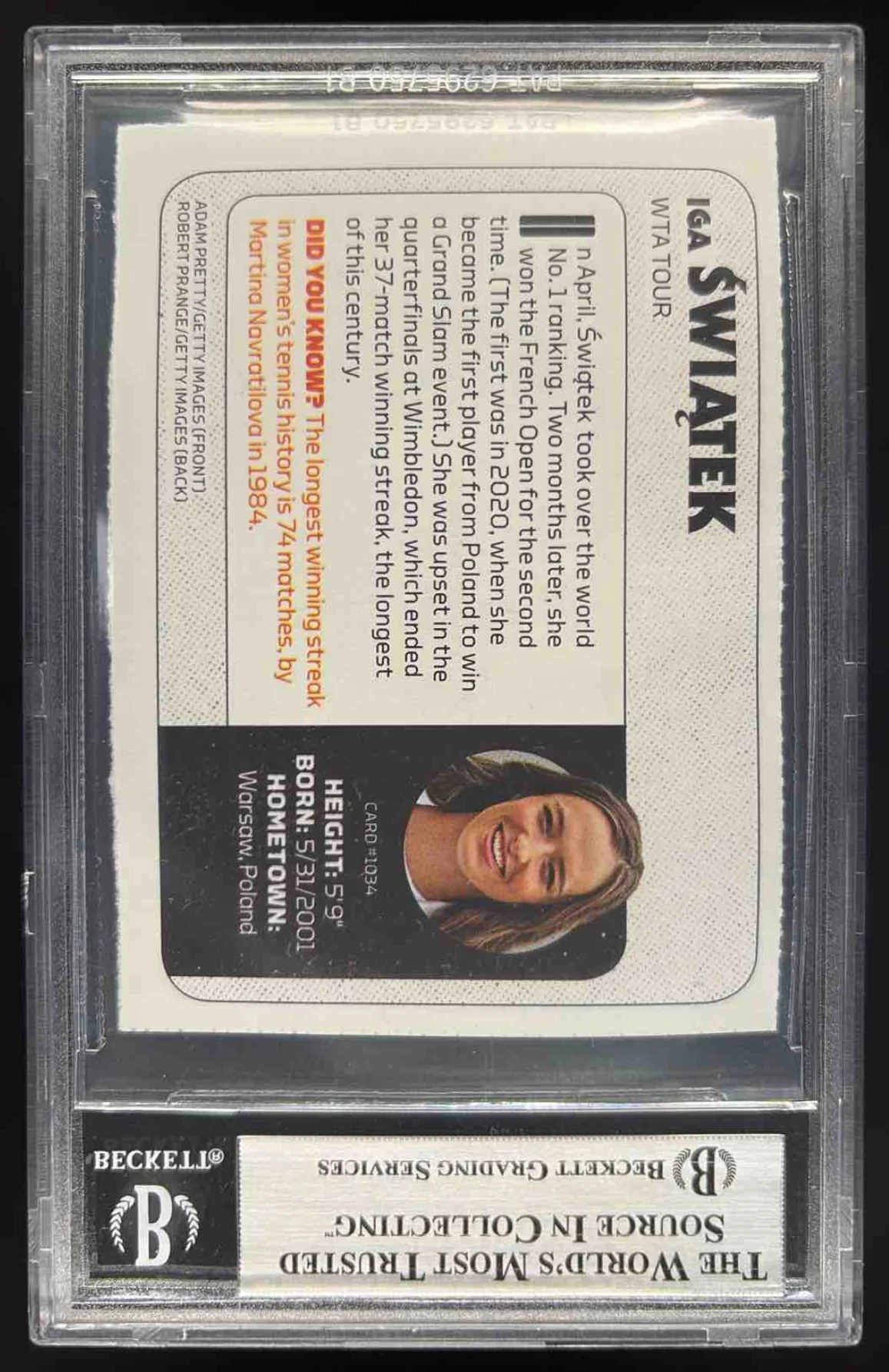 2022 Sports Illustrated For Kids #1034 Iga Swiatek BGS 7.5 - Image 2
