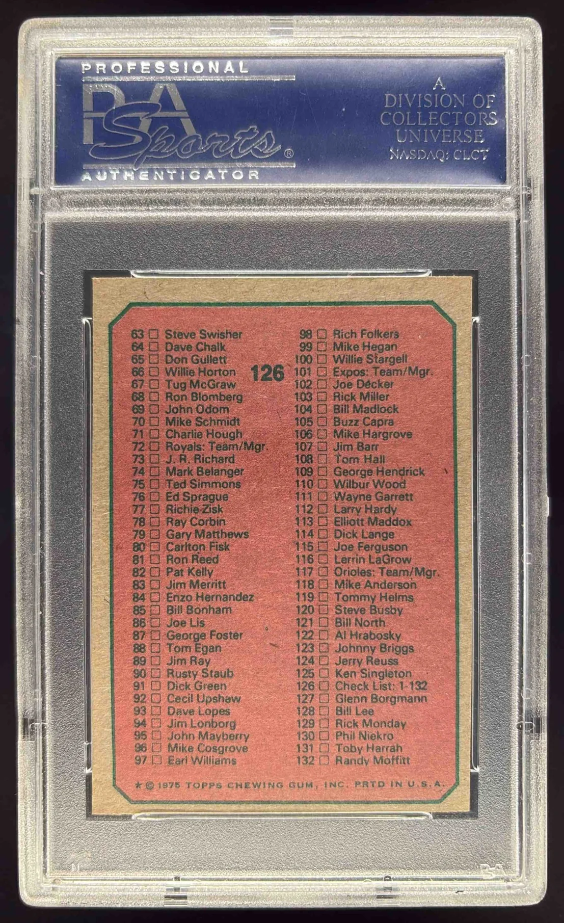 1975 Topps #126 Checklist: 1-132 PSA 9 (OC) - Image 2