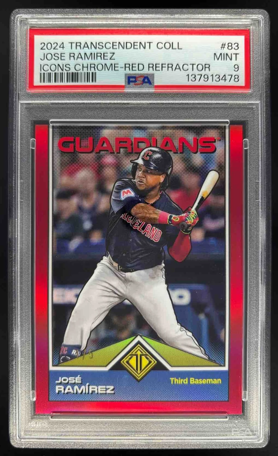 2024 Topps Transcendent Collection Red Refractors #83 Jose Ramirez /5 PSA 9