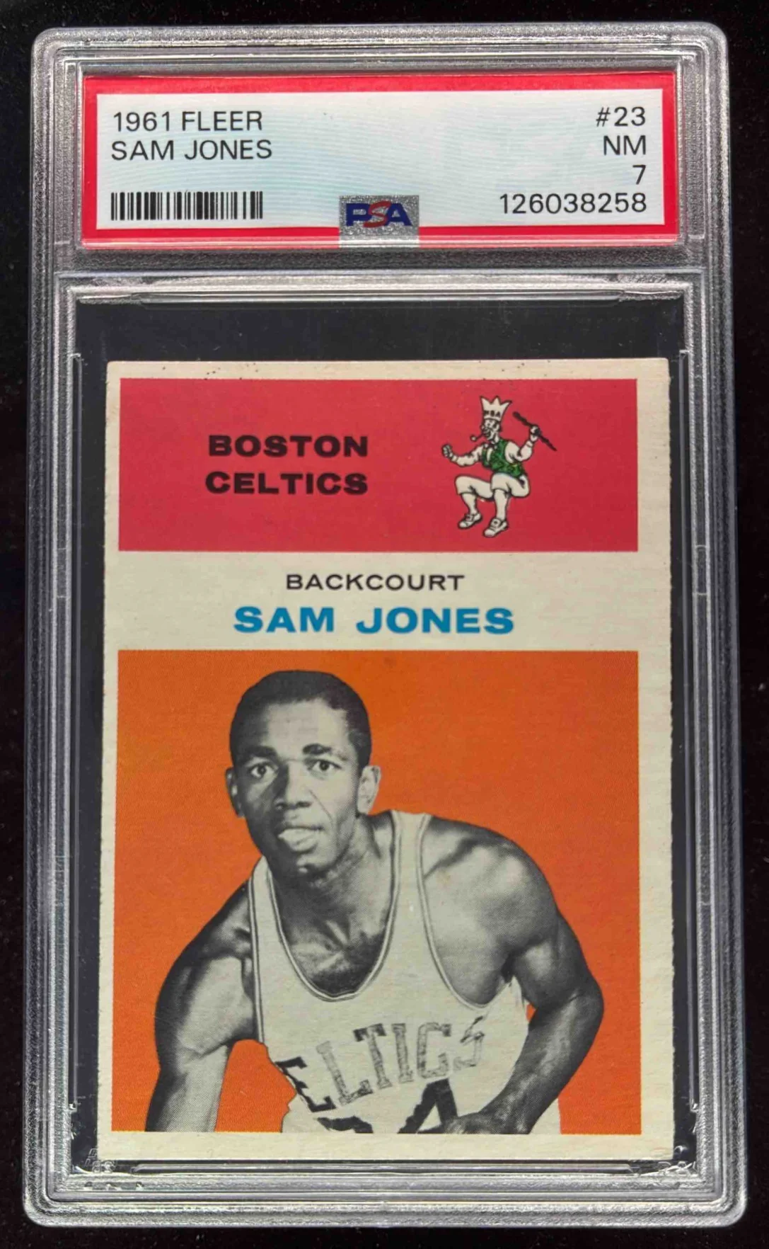 1961-62 Fleer #23 Sam Jones RC PSA 7