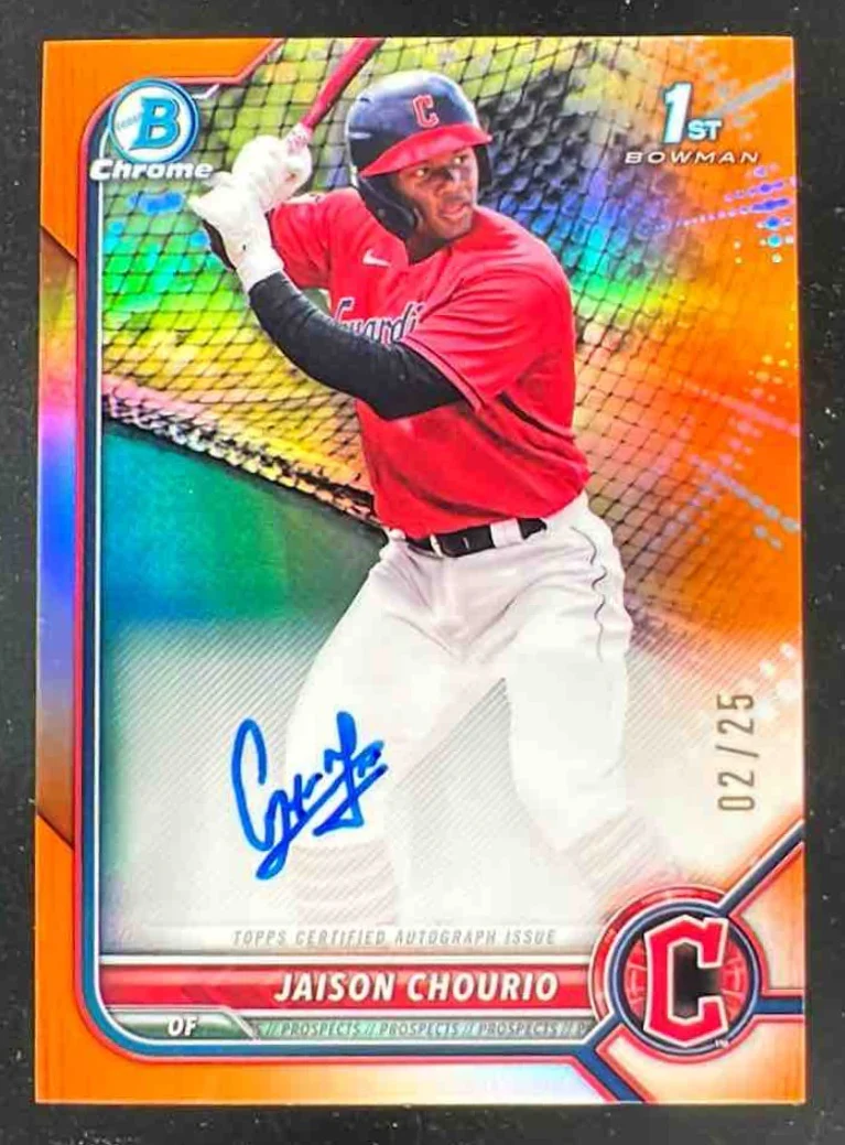 2022 Bowman Chrome Orange Refractor #CPAJCO Jaison Chourio Autograph RC Auto /25