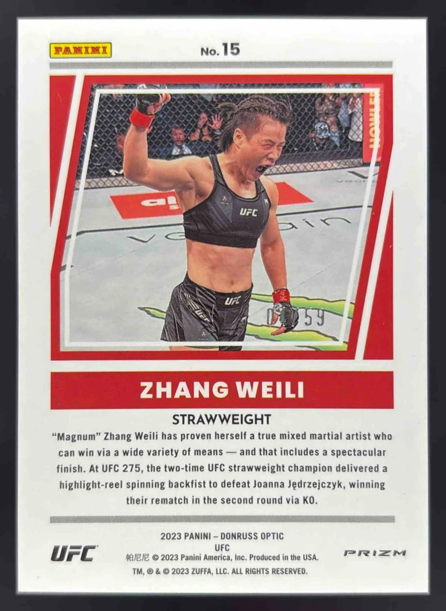 2023 Panini Donruss Optic UFC Dominators Purple Velocity #15 Zhang Weili /59 - Image 2