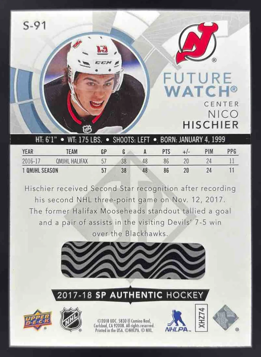 2017-18 SP Authentic Spectrum FX #S-91 Nico Hischier RC - Image 2