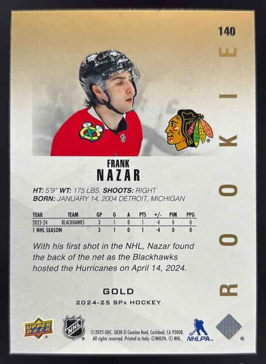 2024-25 Upper Deck SPx Gold #140 Frank Nazar RC - Image 2