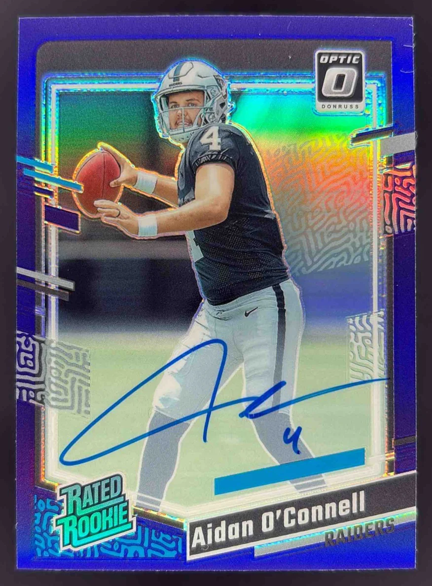 2023 Donruss Optic Rated Rookies Purple #258 Aidan O'Connell RC Auto /35