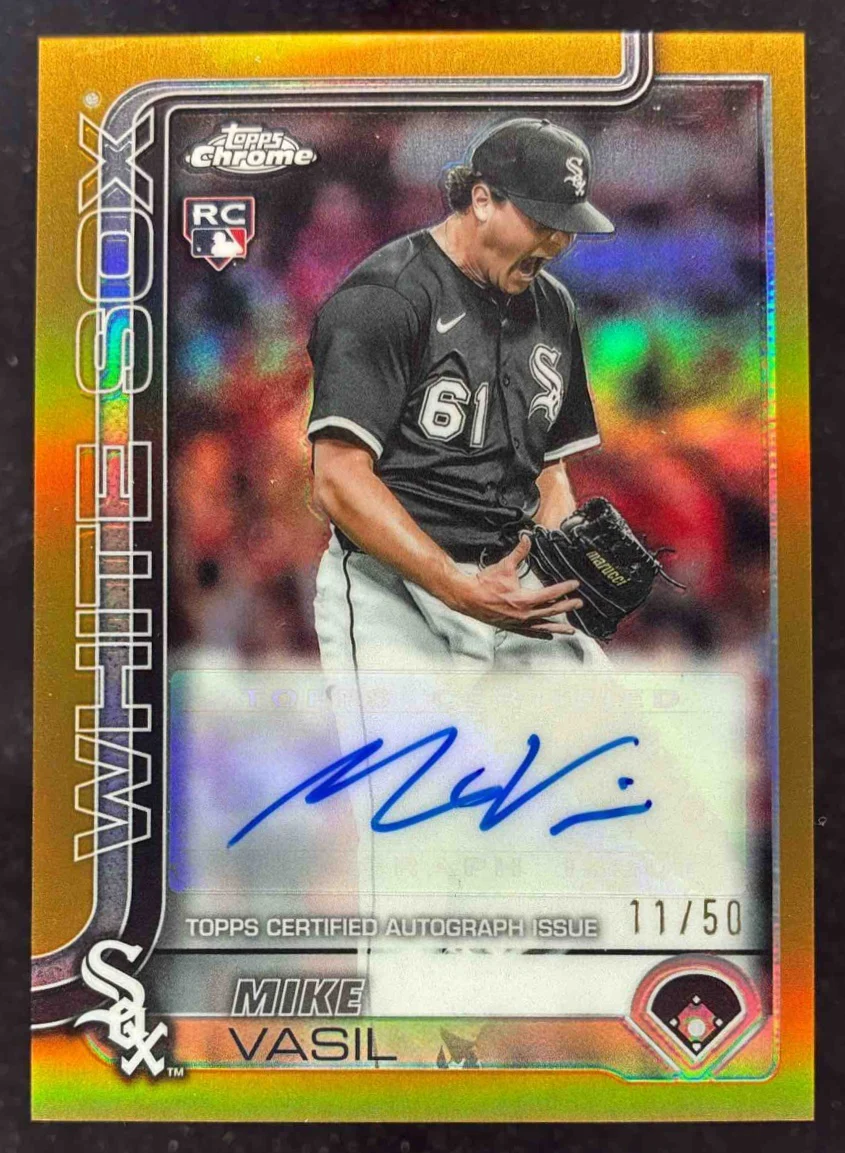 2025 Topps Chrome Update Autograph Gold Refractor #AC-MVA Mike Vasil RC Auto /50