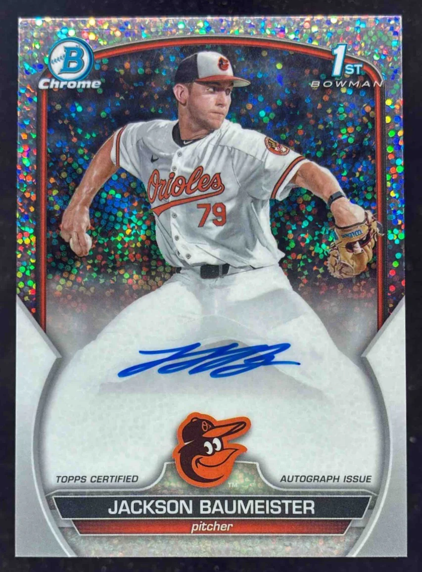 2023 Bowman Draft Chrome Sparkle Refractor #JBA Jackson Baumeister RC Auto /71