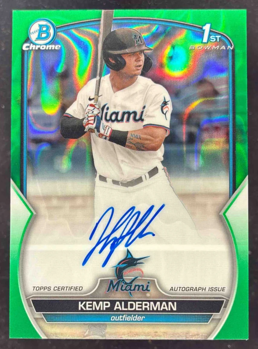 2023 Bowman Draft Chrome Green Lava Refractor #CDA-KA Kemp Alderman RC Auto /99