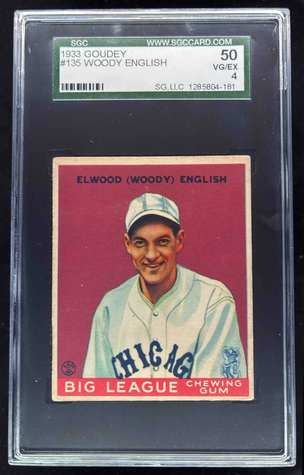 1933 Goudey #135 Woody English RC SGC 4