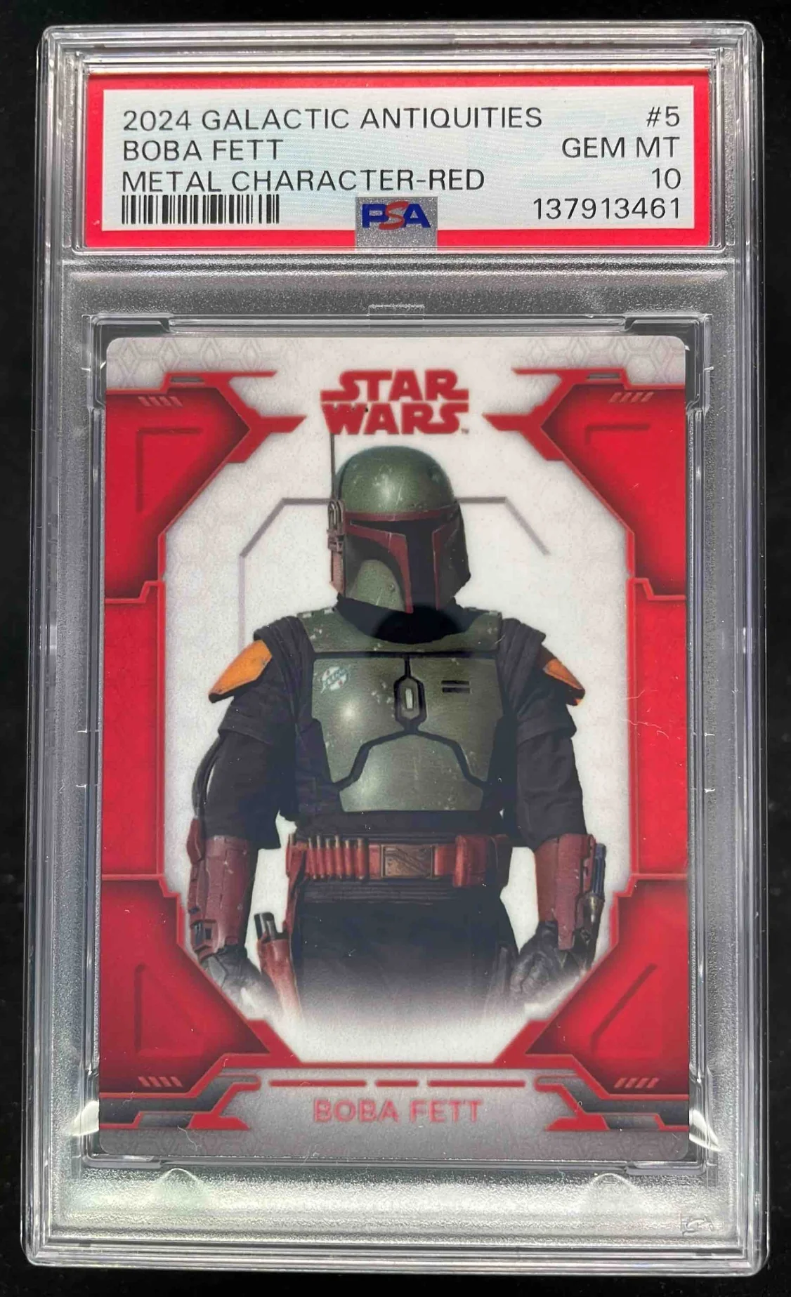 2024 Topps Star Wars Galactic Antiquities Metal Redc #5 Boba Fett PSA 10