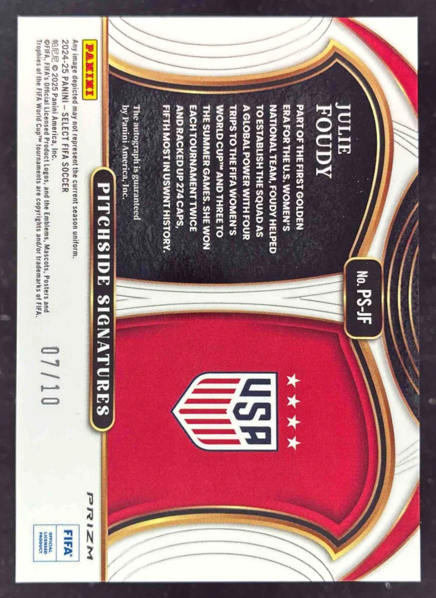 2024-25 Panini Select FIFA Pitchside Signatures Gold #PS-JF Julie Foudy Auto /10 - Image 2