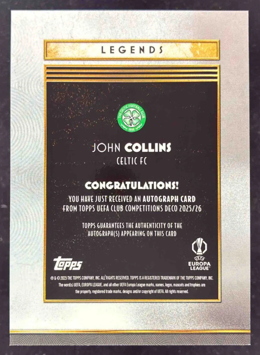2025-26 Topps Deco Soccer Autographs Black #NNO John Collins Auto /10 - Image 2