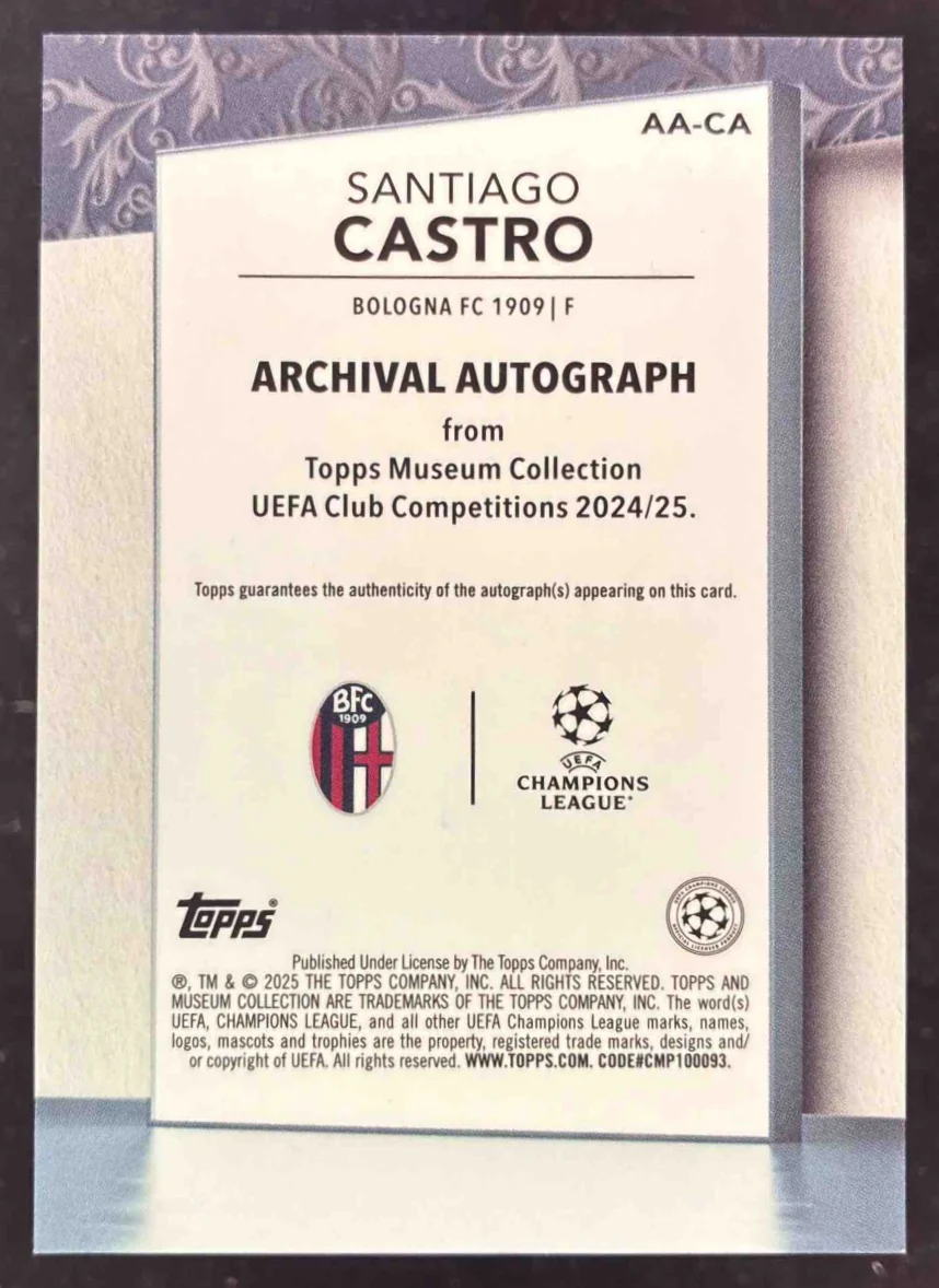 2024-25 Topps Museum Collection Archival Ruby #AA-CA Santiago Castro Auto /25 - Image 2
