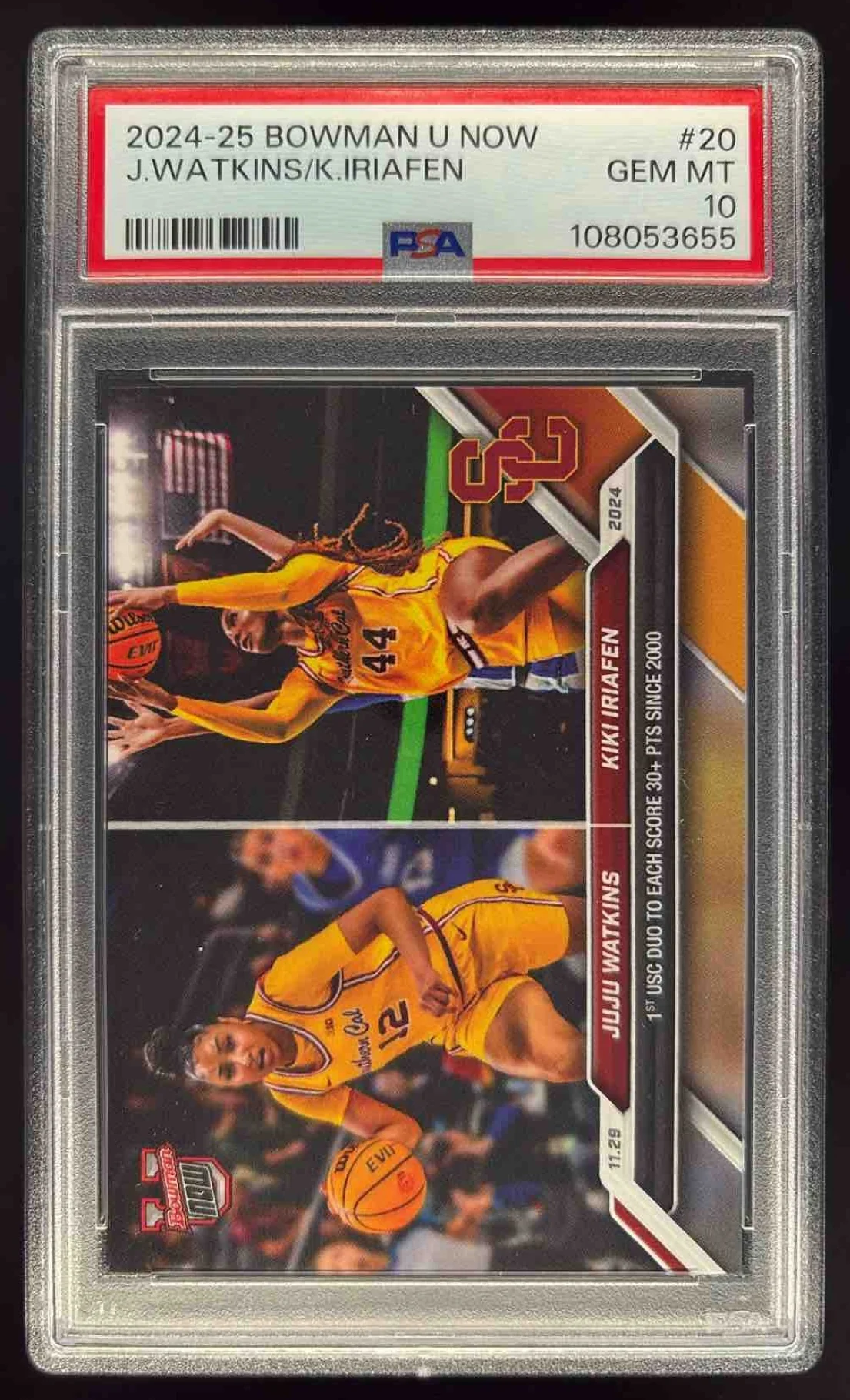 2024 Bowman University Now #20 JuJu Watkins Kiki Iriafen PSA 10
