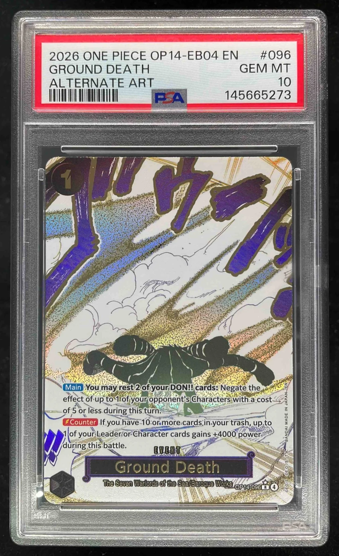 2026 One Piece OP14 EB04 EN #096 Ground Death Alternate Art PSA 10