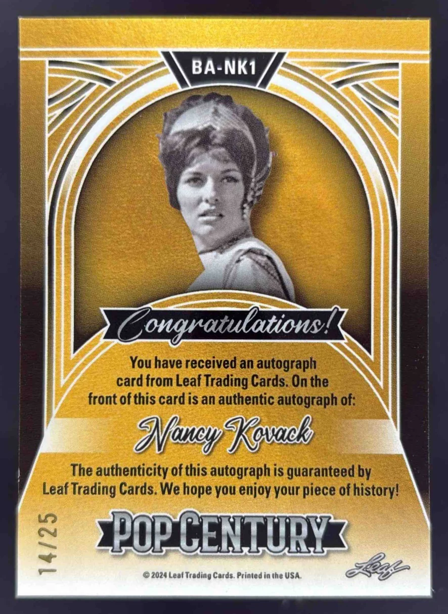 2024 Leaf Metal Pop Kaleidoscope Silver #BA-NK1 Nancy Kovack Autograph Auto /25 - Image 2