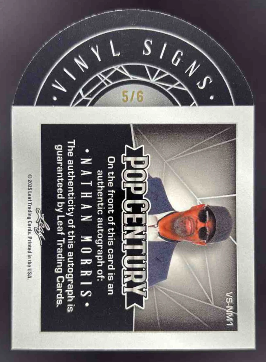 2025 Leaf Metal Century Vinyl Sign Diagonal Shimmer Purple Nathan Morris Auto /6 - Image 2
