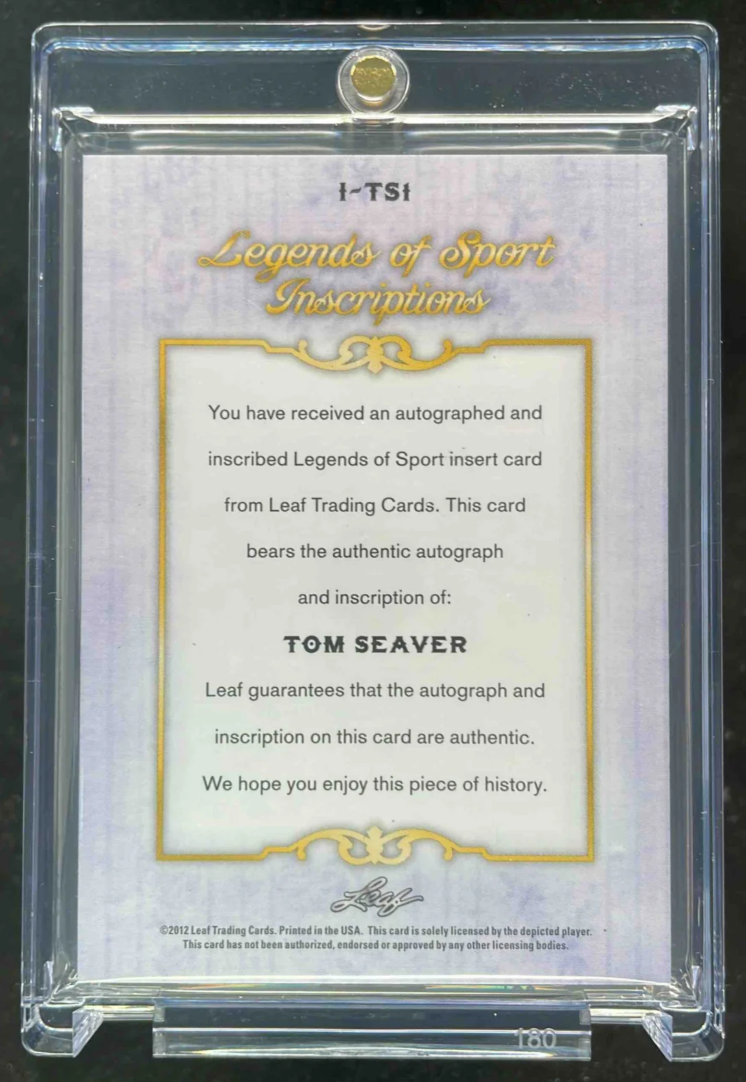 2012 Leaf Inscriptions Silver Foil #ITS1 Tom Seaver Auto /10 - Image 2