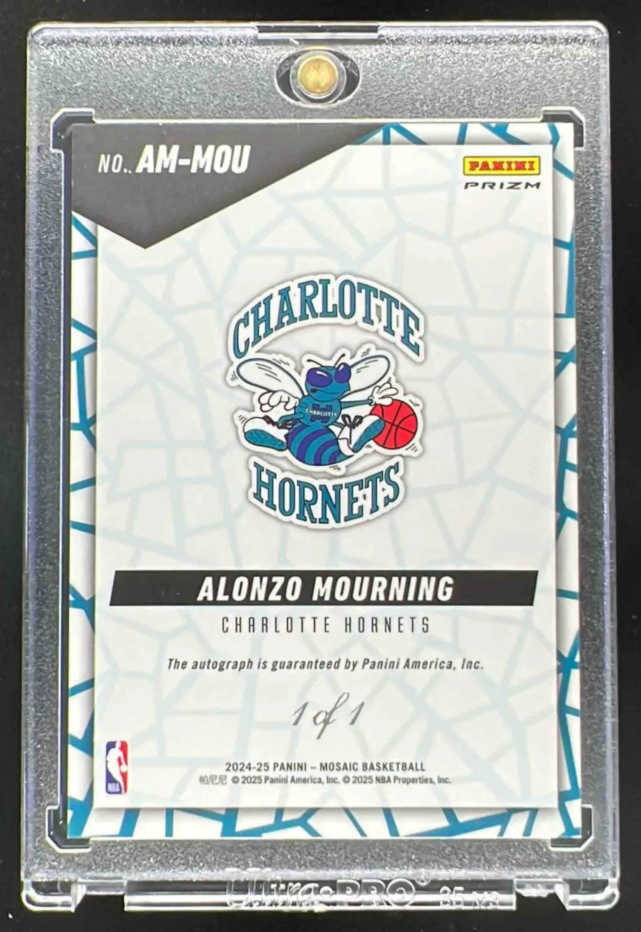 2024-25 Panini Mosaic Autographs Choice Nebula #AM-MOU Alonzo Mourning Auto 1/1 - Image 2