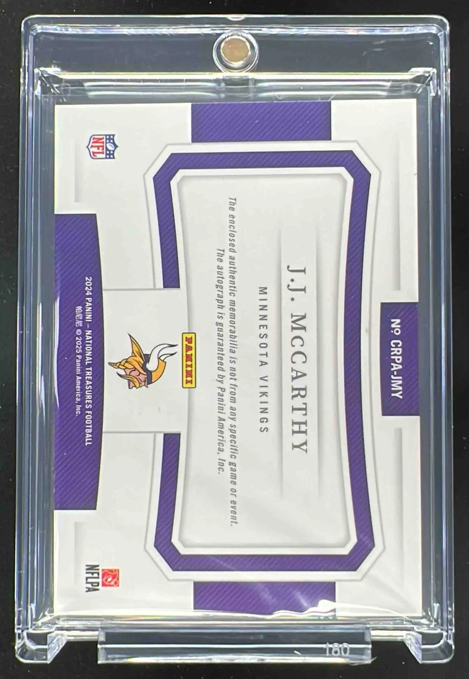 2024 National Treasures Crossover Rookie Patch #JMY J.J. McCarthy RC Auto /99 - Image 2