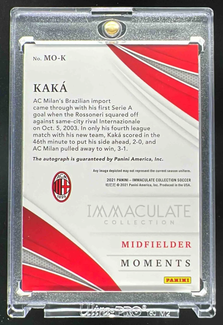 2021 Panini Immaculate Collection Moments #MO-K Kaka Autograph Auto /25 - Image 2