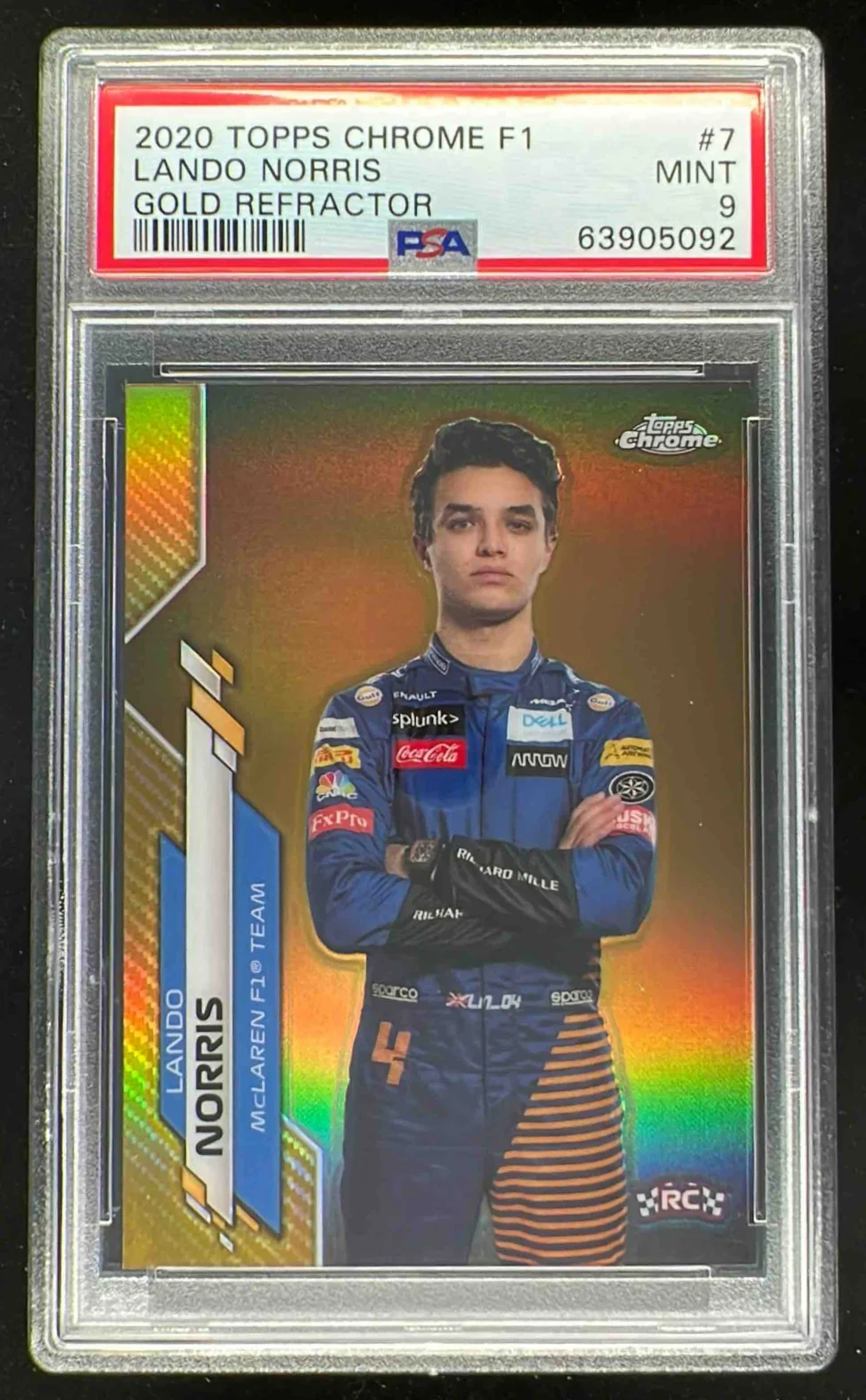 2020 Topps Chrome Formula 1 Gold Refractor #7 Lando Norris RC /50 PSA 9