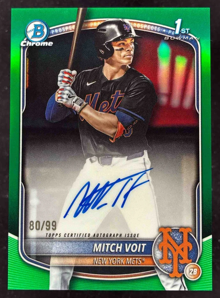 2025 Bowman Draft Chrome Green Refractor #CPA-MV Mitch Voit RC Auto /99