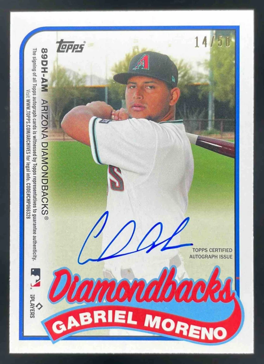 2023 Topps 1989 Dual Auto Gold Foil Francisco Alvarez Gabriel Moreno Auto /50 - Image 2