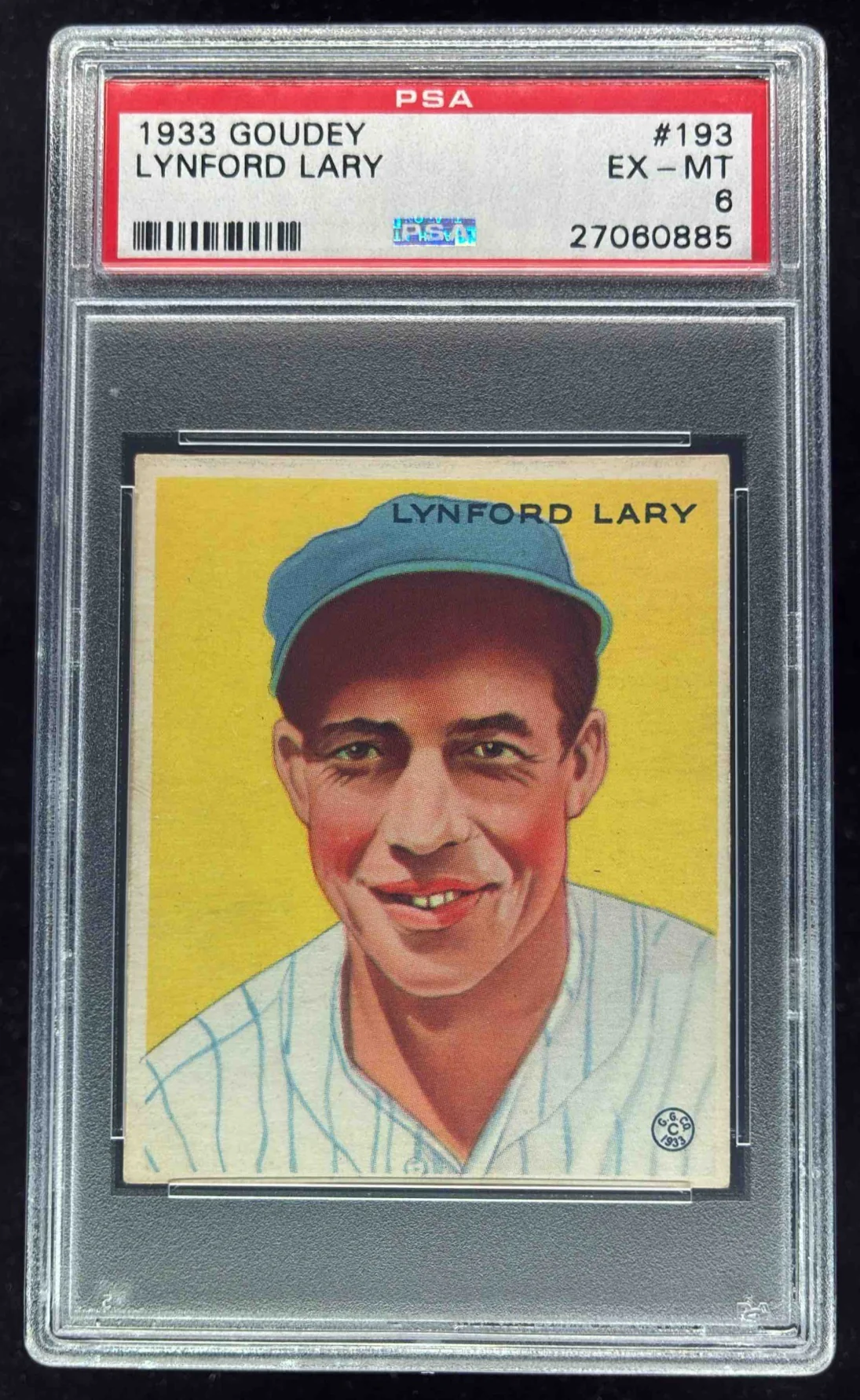 1933 Goudey #193 Lynford Lary PSA 6