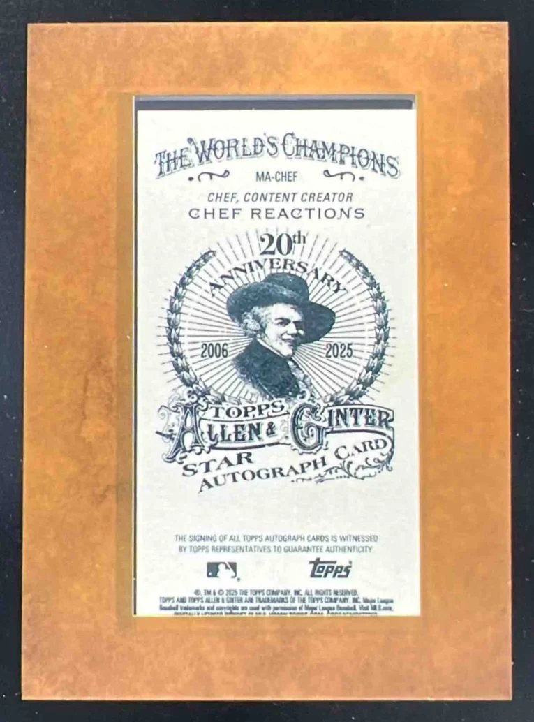 2025 Topps Allen & Ginter Framed Mini Non-Baseball #MA-CHEF Chef Reactions Auto - Image 2