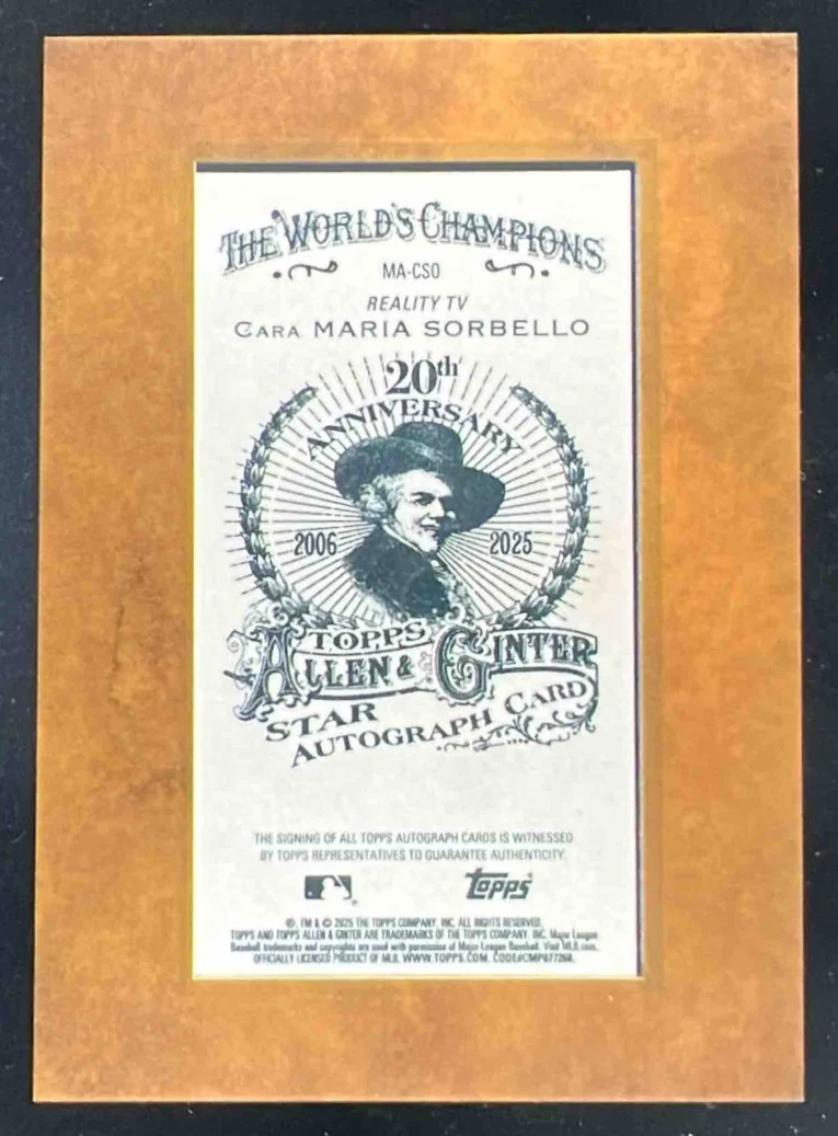 2025 Topps Allen & Ginter Framed Mini Non-Baseball Cara Maria Sorbello Auto - Image 2