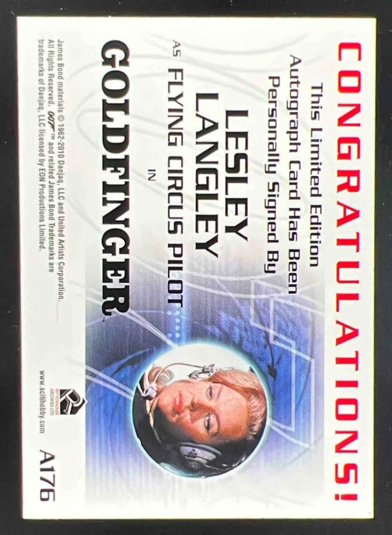 007 Goldfinger Autograph Lesley Langley as Flying Circus Pilot Auto - Image 2