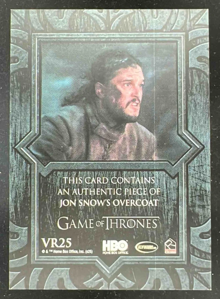 2025 Game of Thrones: The Great Houses Single Relics #VR25 Jon Snow MEM - Image 2