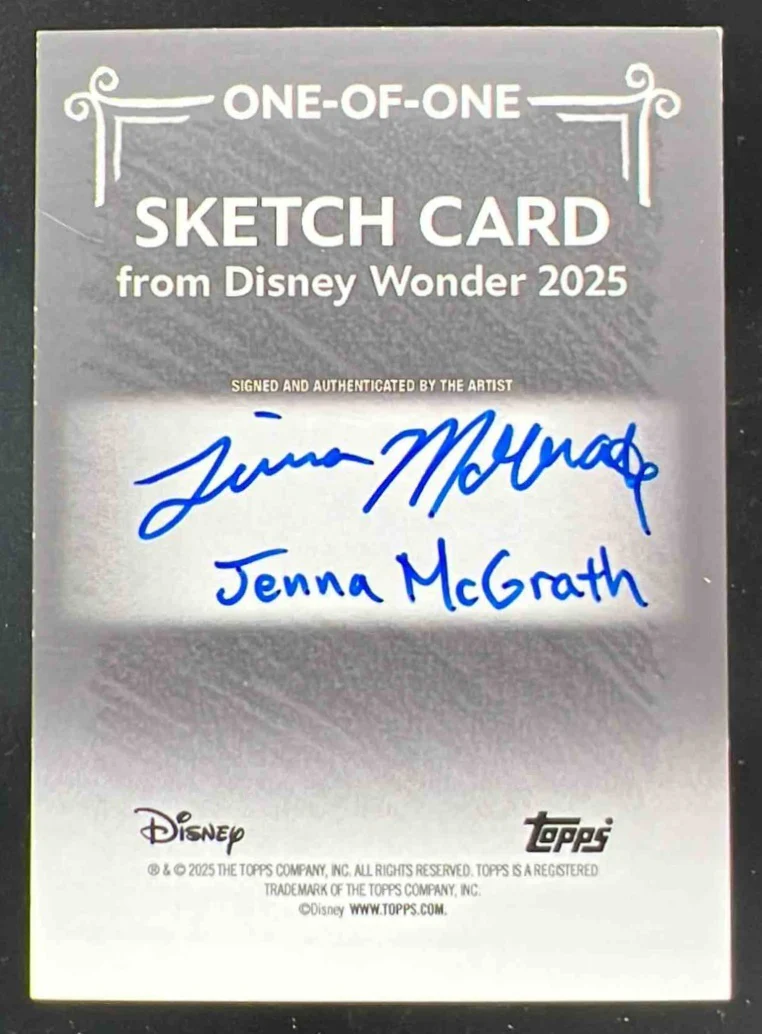 2025 Disney Wonder Sketch Card Artist Autograph Jenna McGrath Auto 1/1 - Image 2