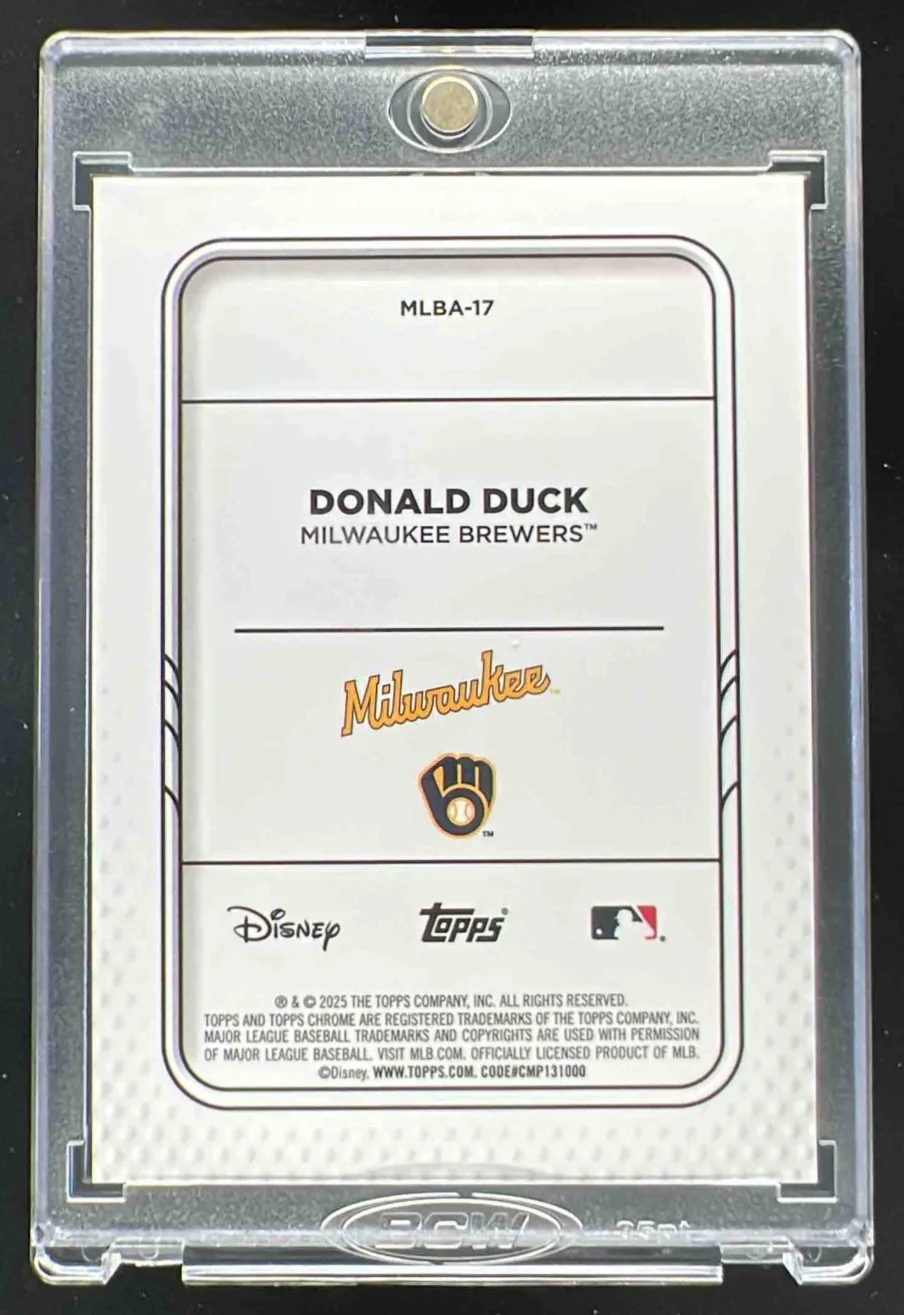 2025 Topps Chrome Update Mickey and Friends Away Jersey #MLBA-17 Donald Duck - Image 2