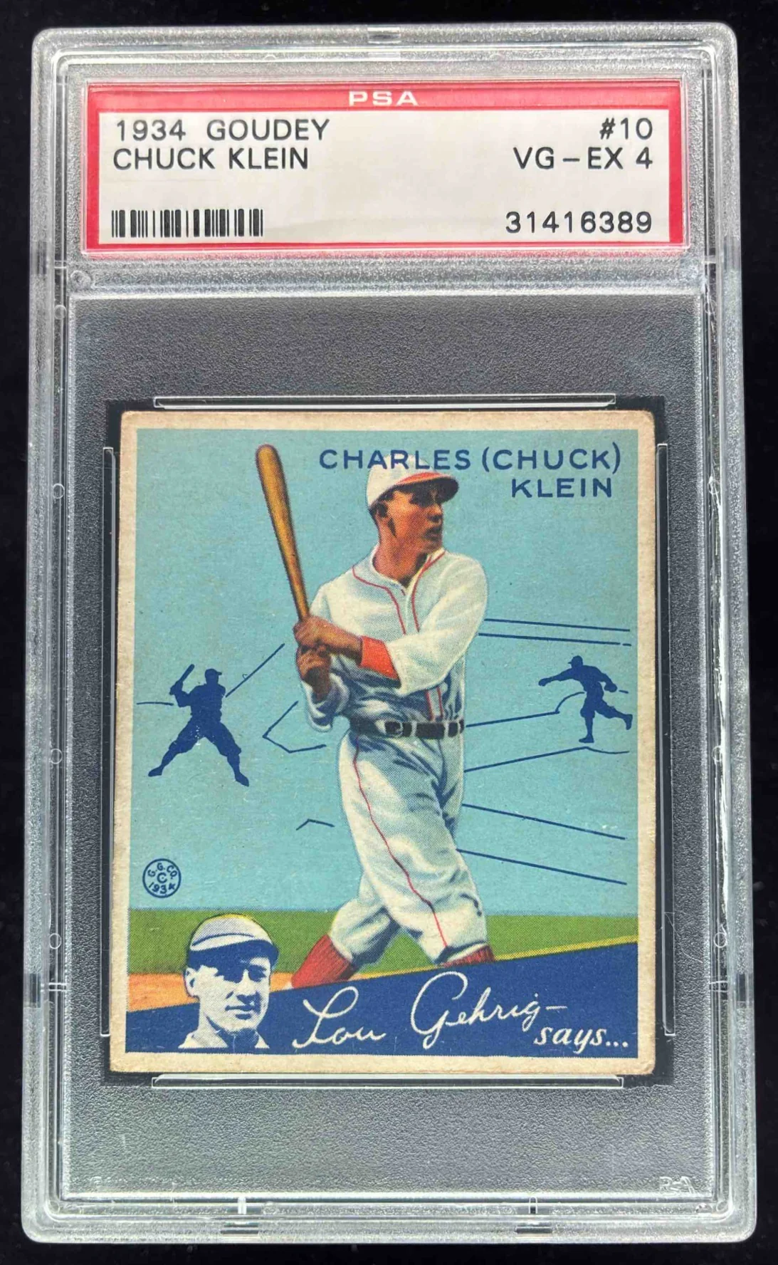 1934 Goudey #10 Chuck Klein PSA 4