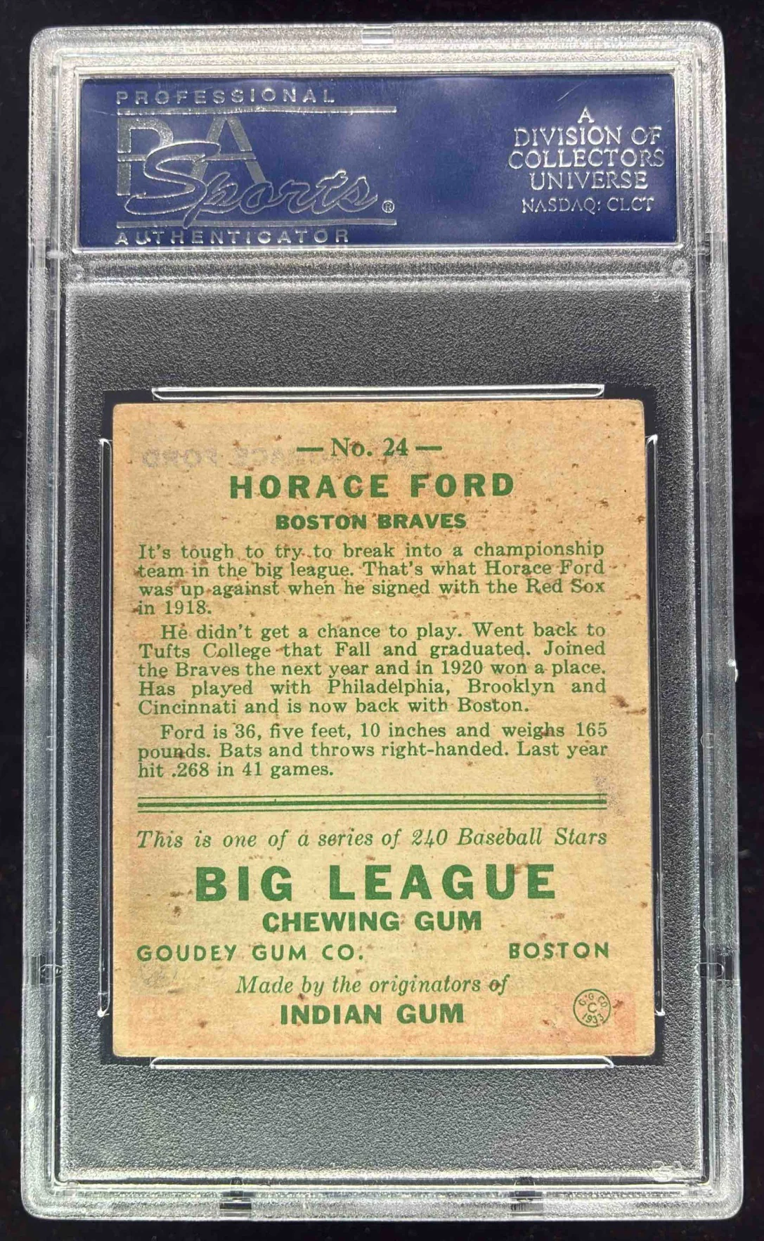 1933 Goudey #24 Horace Ford RC PSA 5 - Image 2