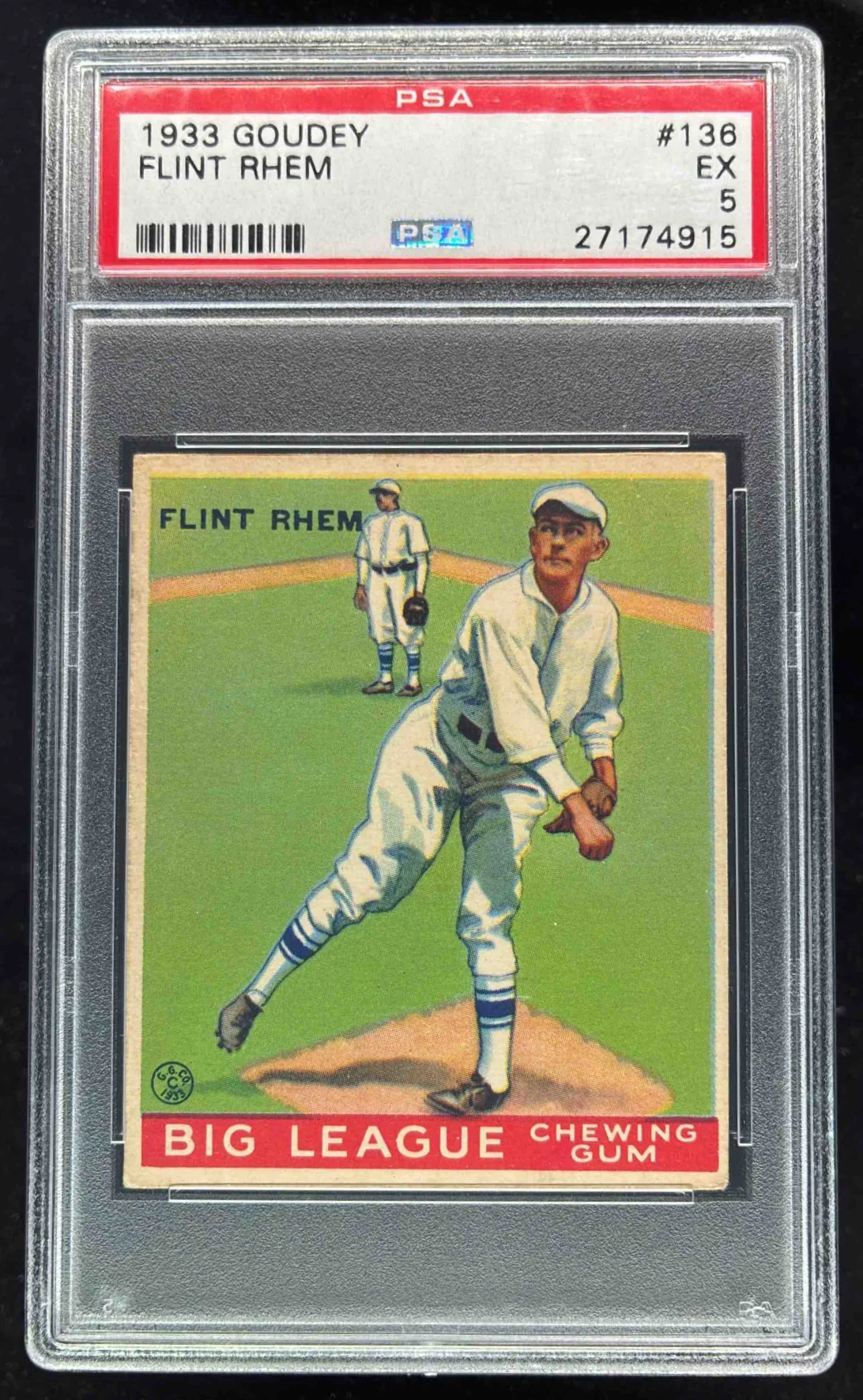 1933 Goudey R319 #136 Flint Rhem RC PSA 5
